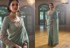Pastel Green Colour Iconic Vol 5 By Kimora Fancy Fabric Designer Beads Work Saree Ks 5784